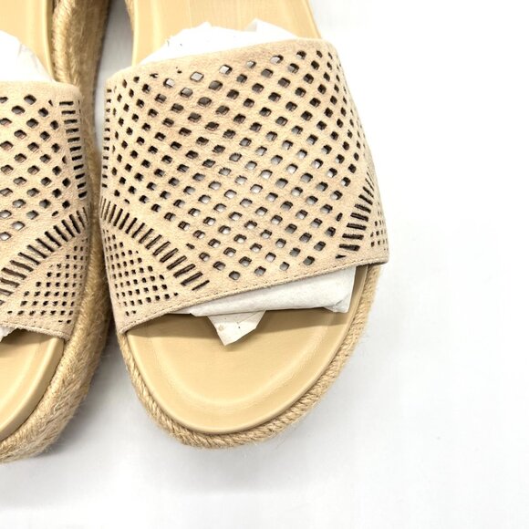Franco Sarto 10M Tennia Beige Suede Leather Platform Espadrilles Sandals‎ Shoes - Picture 5 of 15